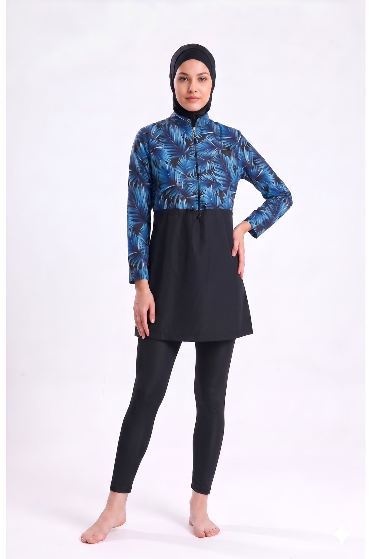 Water Repellent Parachute Hijab Swimsuit with Leggings and Double Boning - MALLTURK
