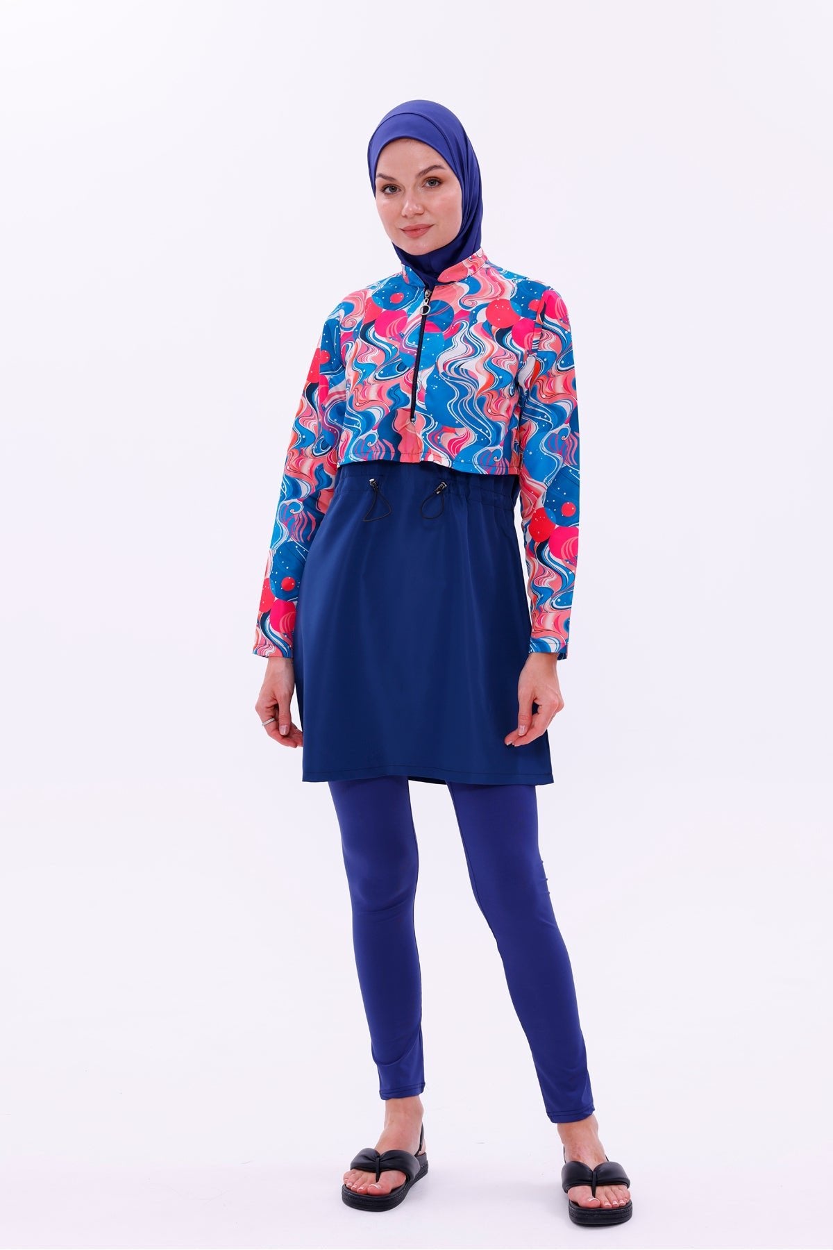 Water Repellent Parachute Hijab Swimsuit with Leggings and Double Boning - MALLTURK