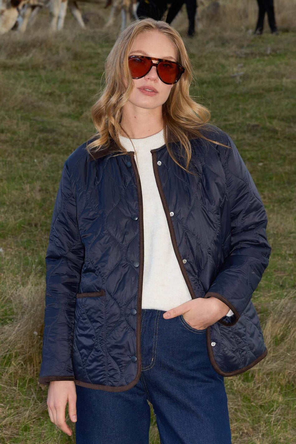 Waterway Patterned Velvet Detailed Quilted Coat - MALLTURK