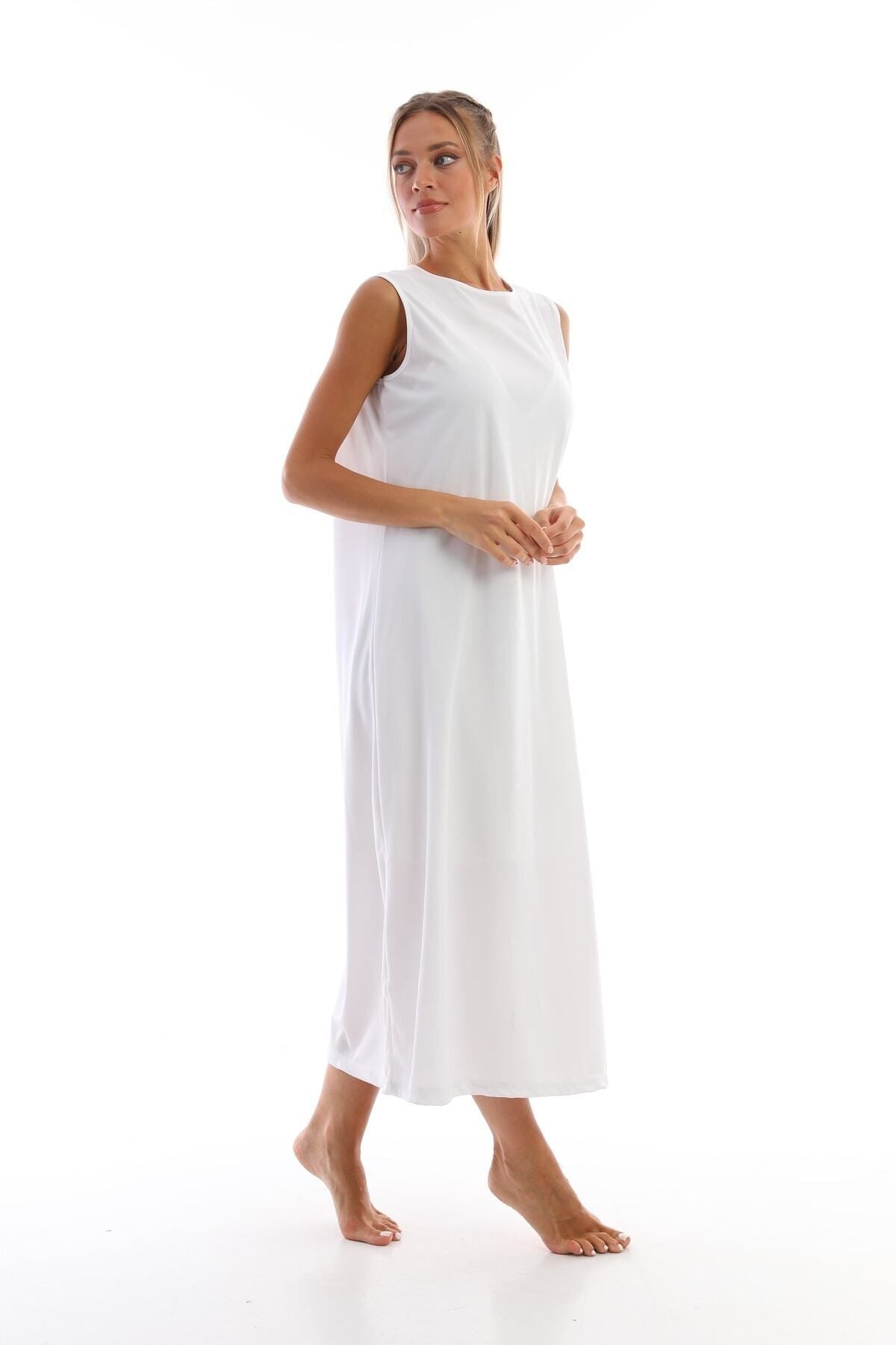 White Sleeveless Dress Lining Underskirt - MALLTURK