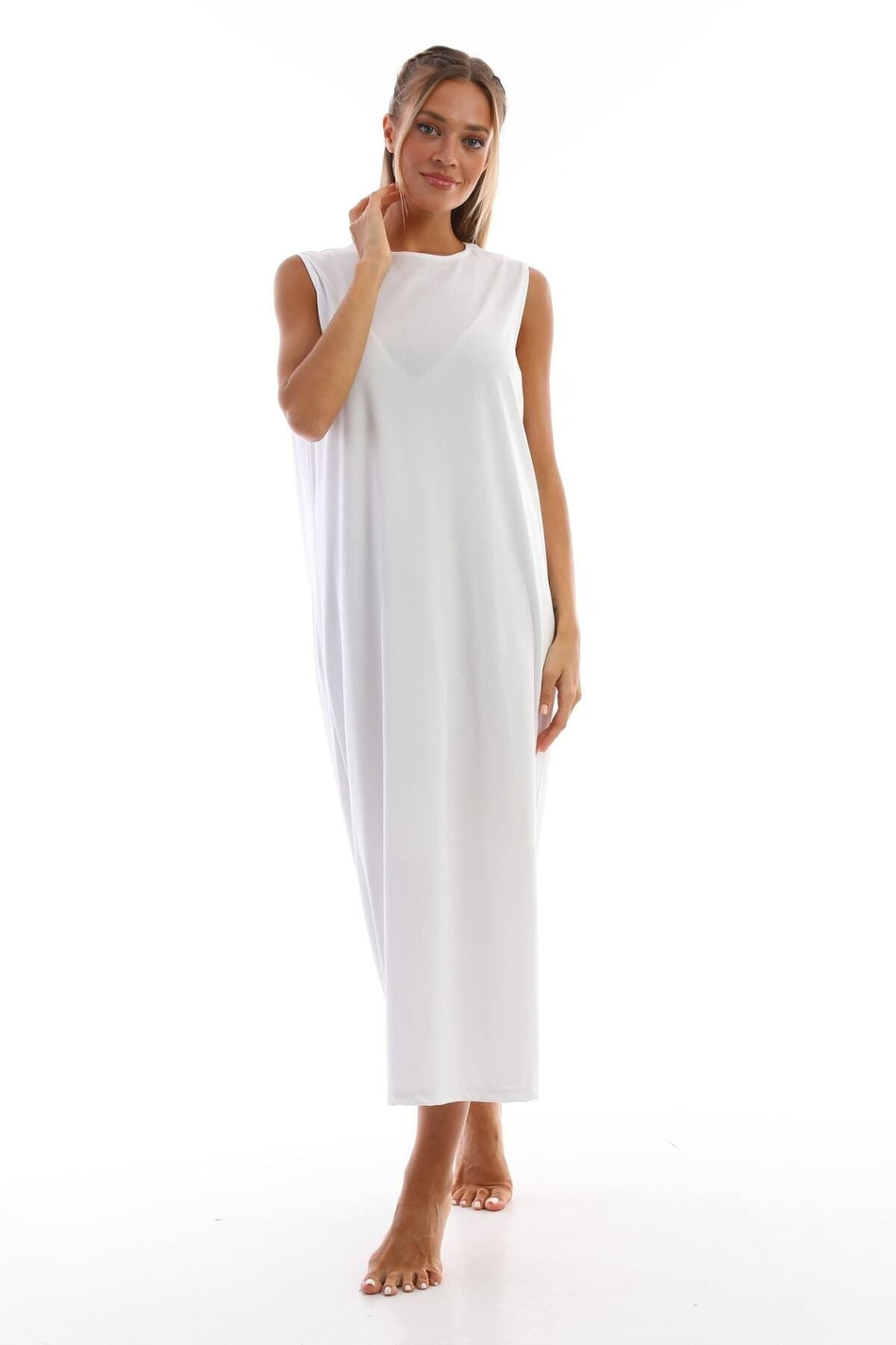 White Sleeveless Dress Lining Underskirt - MALLTURK