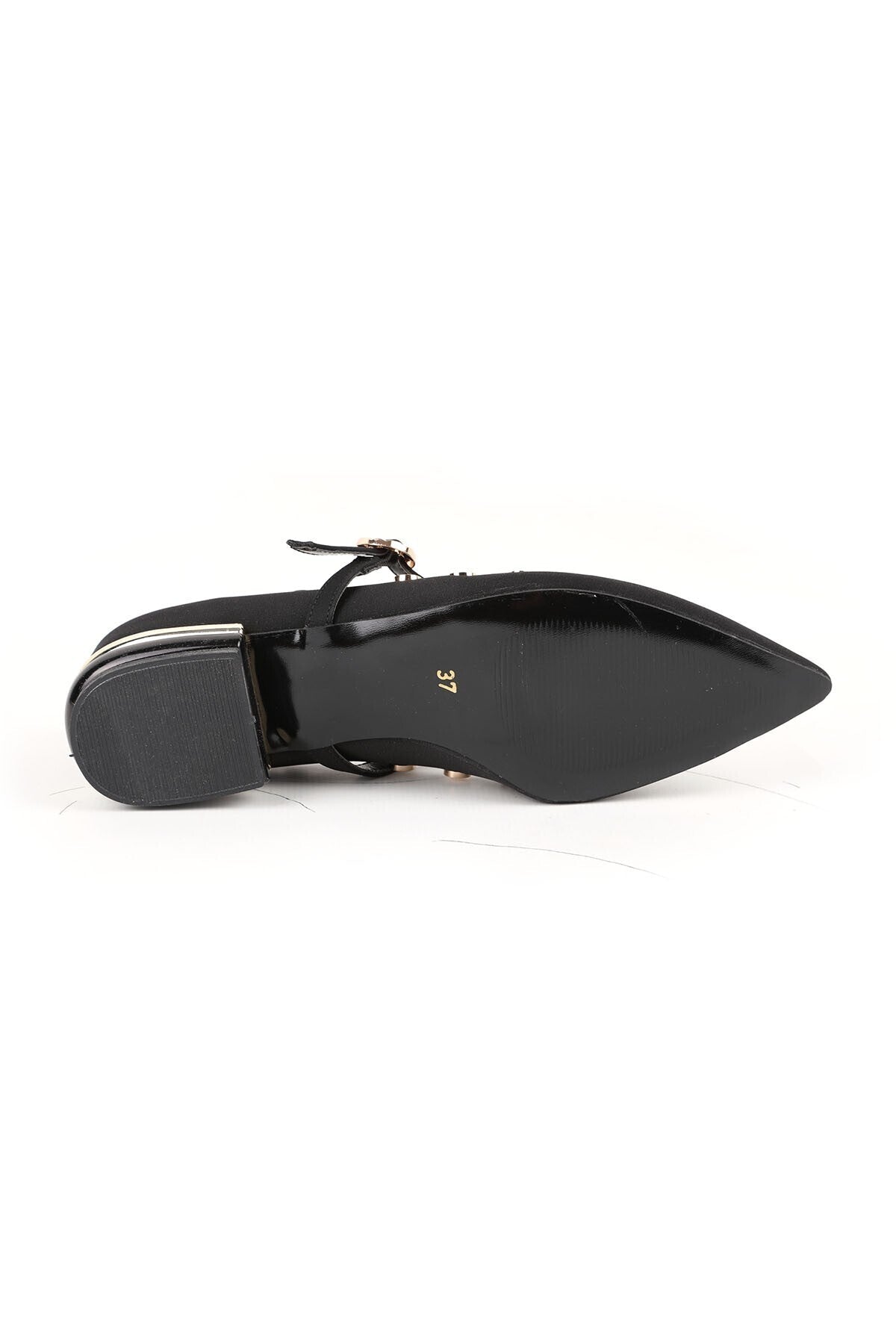 Women's Babet Black Nubuck Pointed Toe Metal Encapsulated Mary Jane Short Heeled Stylish Shoes L085.K1419 - MALLTURK