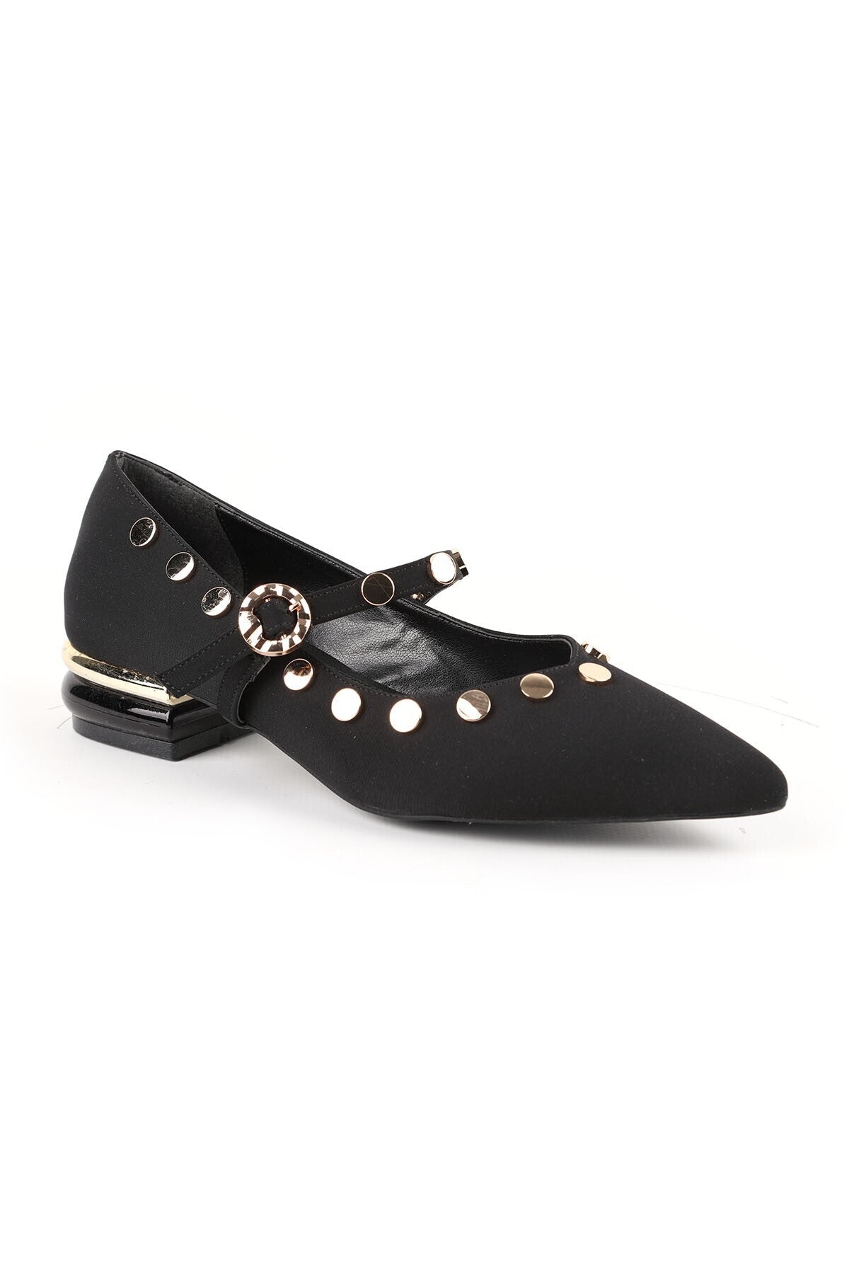 Women's Babet Black Nubuck Pointed Toe Metal Encapsulated Mary Jane Short Heeled Stylish Shoes L085.K1419 - MALLTURK