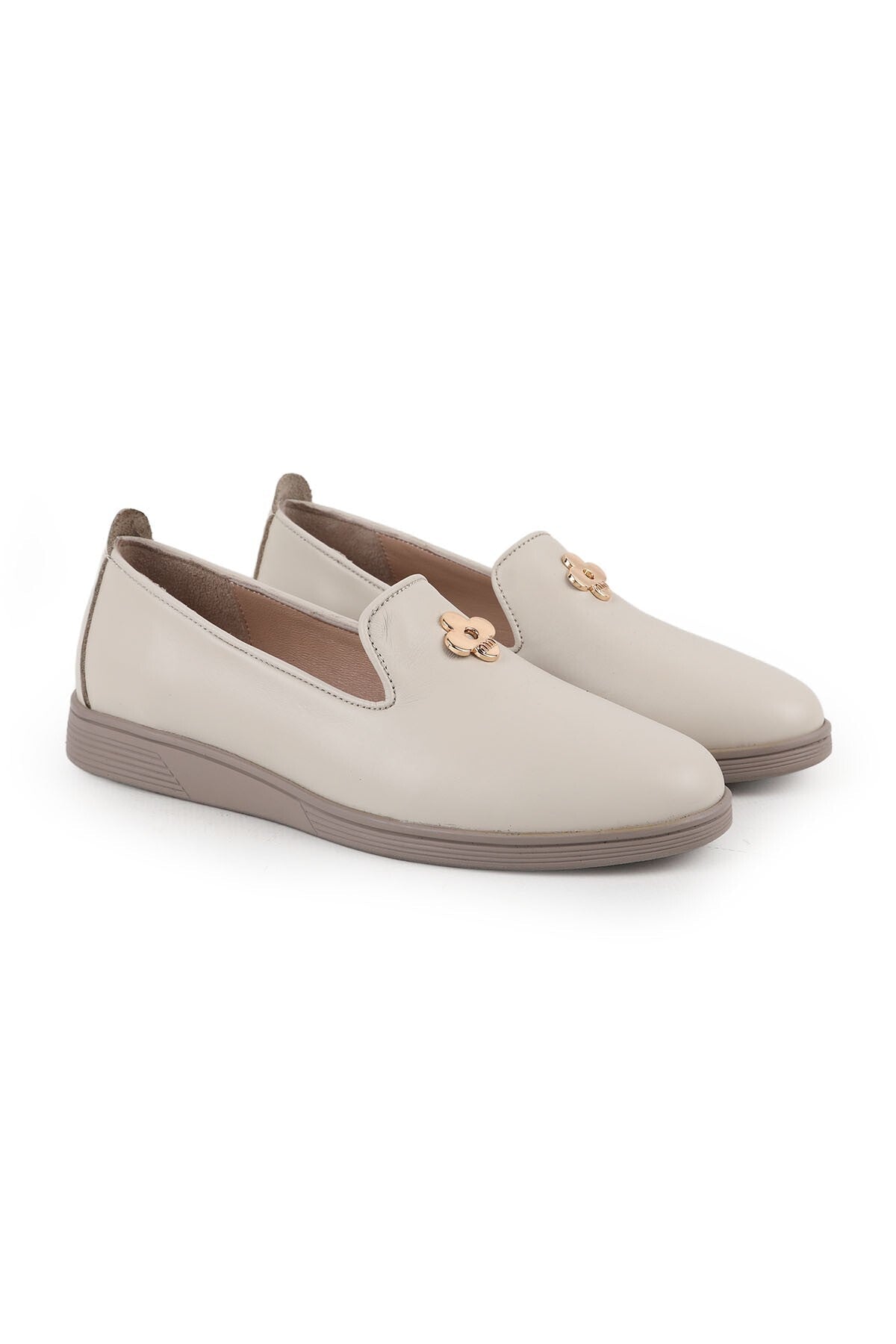 Women's Babet Flower Buckle Smooth Leather Daily Comfortable Shoes L061.538 - MALLTURK