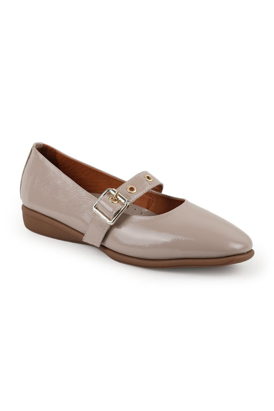 Women's Babet Mother Shoes Shiny Patent Leather Buckle Mary Jane L031.26142212 - MALLTURK