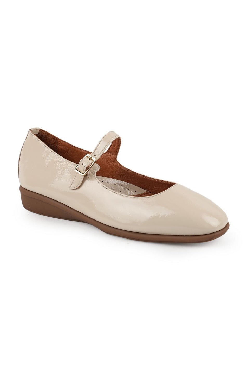 Women's Babet Mother Shoes Shiny Patent Leather Buckle Mary Jane L031.26142230 - MALLTURK