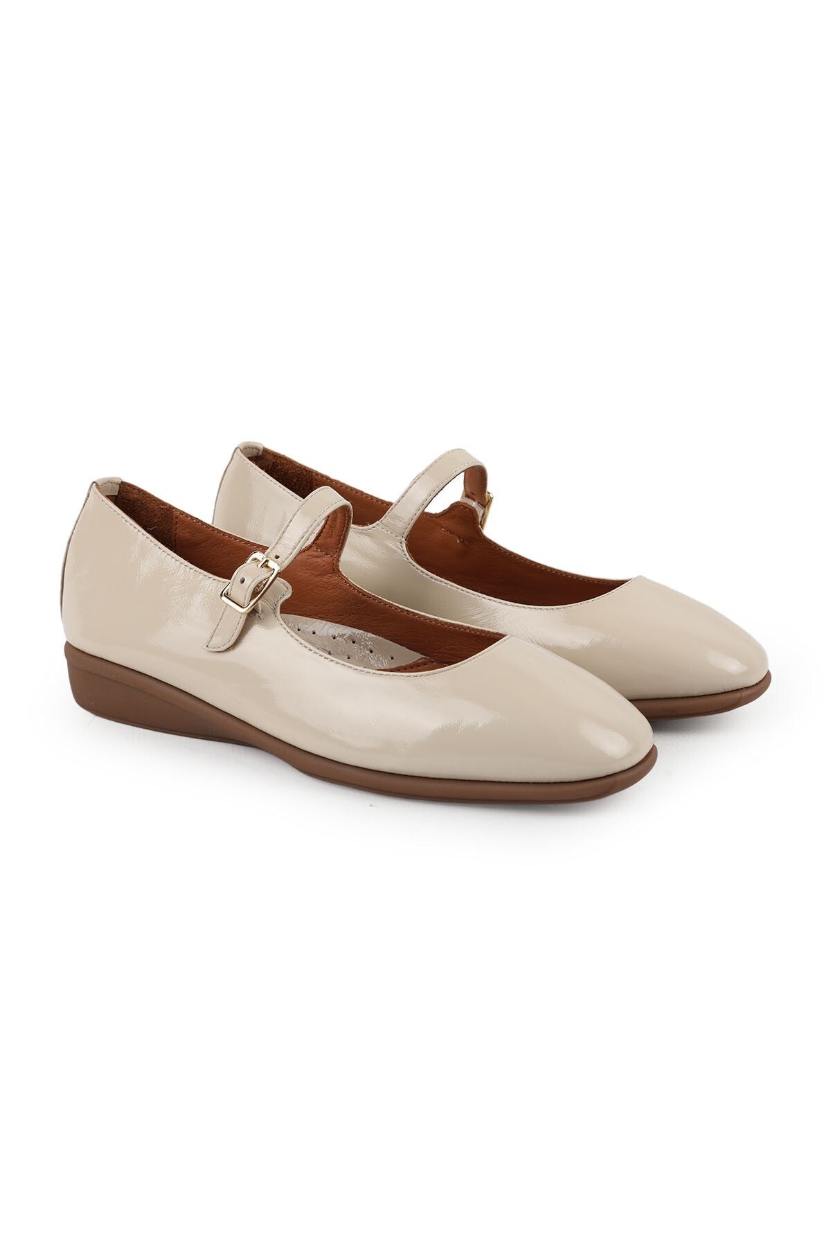 Women's Babet Mother Shoes Shiny Patent Leather Buckle Mary Jane L031.26142230 - MALLTURK