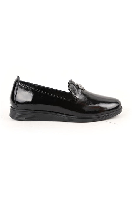 Women's Babet Mother Shoes Shiny Patent Leather Slip-On with Accessories L061.538 - MALLTURK