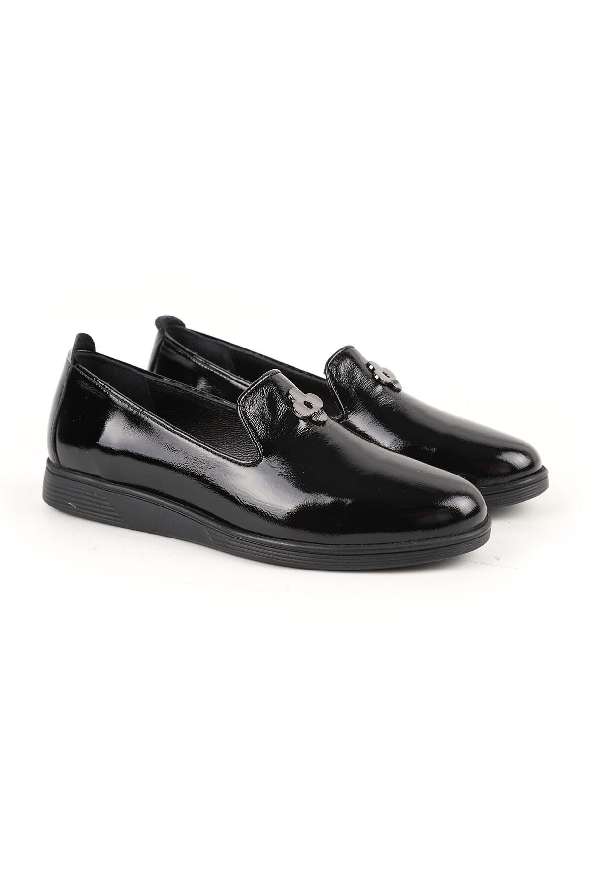 Women's Babet Mother Shoes Shiny Patent Leather Slip-On with Accessories L061.538 - MALLTURK