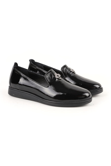 Women's Babet Mother Shoes Shiny Patent Leather Slip-On with Accessories L061.538 - MALLTURK