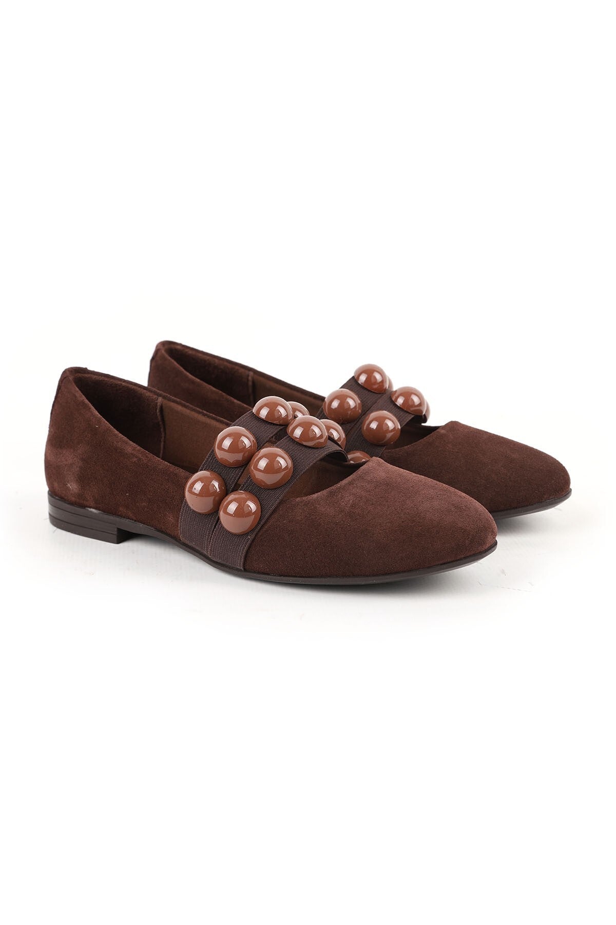 Women's Babet Mother Shoes Suede Mary Jane Beaded Elastic Slip-On L061.512 - MALLTURK