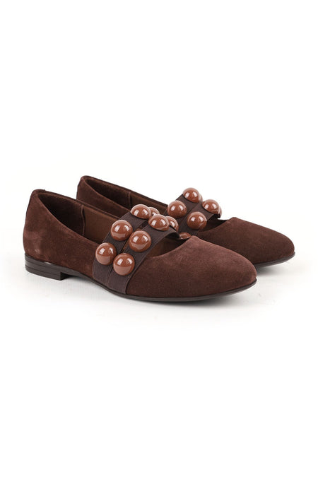 Women's Babet Mother Shoes Suede Mary Jane Beaded Elastic Slip-On L061.512 - MALLTURK
