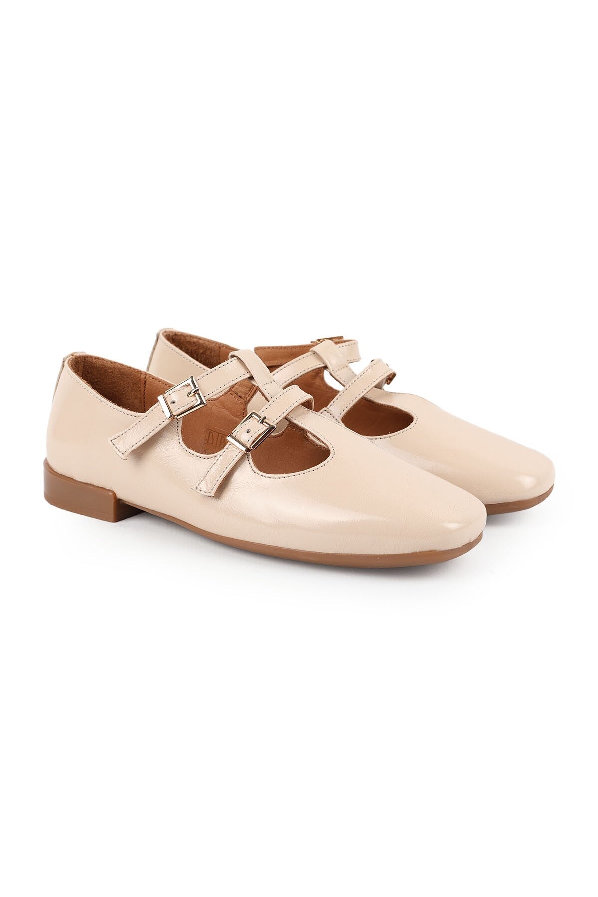 Women's Babet Shiny Patent Leather Double Buckle Mary Jane Stylish Comfortable Tpu Sole L081.25501 - MALLTURK