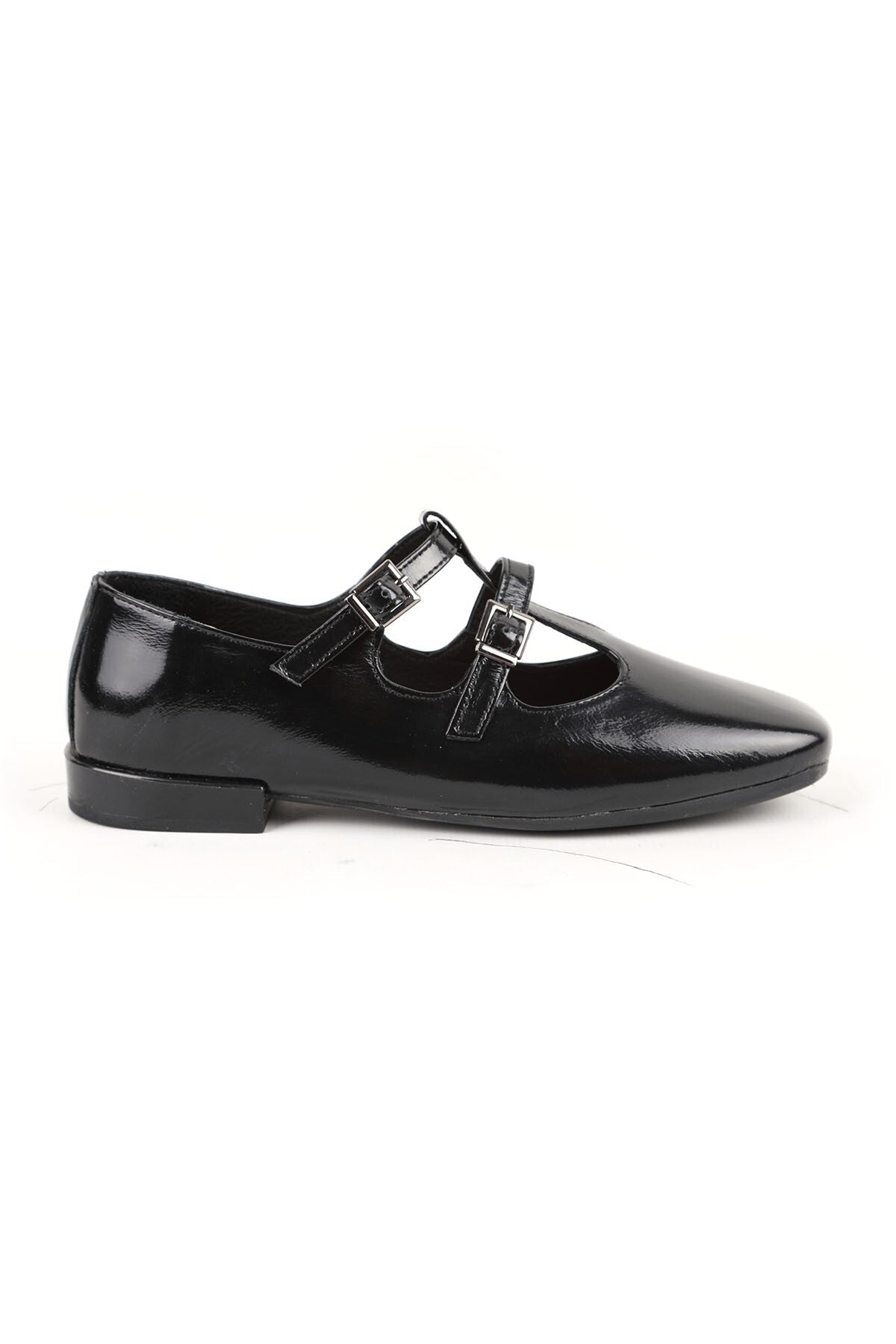 Women's Babet Shiny Patent Leather Double Buckle Mary Jane Stylish Comfortable Tpu Sole L081.25501 - MALLTURK