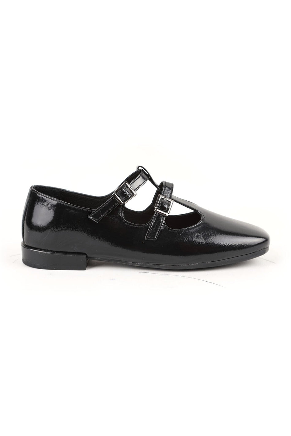Women's Babet Shiny Patent Leather Double Buckle Mary Jane Stylish Comfortable Tpu Sole L081.25501 - MALLTURK