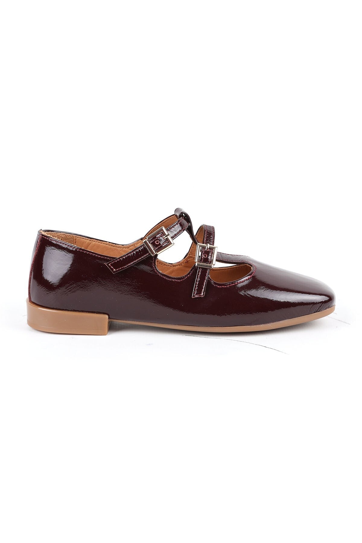 Women's Babet Shiny Patent Leather Double Buckle Mary Jane Stylish Comfortable Tpu Sole L081.25501 - MALLTURK