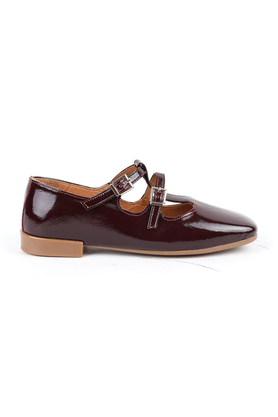 Women's Babet Shiny Patent Leather Double Buckle Mary Jane Stylish Comfortable Tpu Sole L081.25501 - MALLTURK