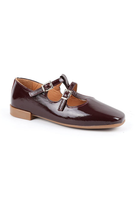 Women's Babet Shiny Patent Leather Double Buckle Mary Jane Stylish Comfortable Tpu Sole L081.25501 - MALLTURK