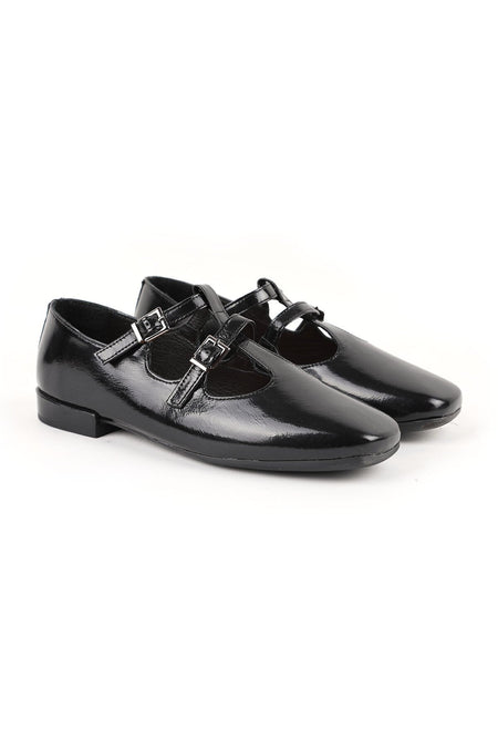 Women's Babet Shiny Patent Leather Double Buckle Mary Jane Stylish Comfortable Tpu Sole L081.25501 - MALLTURK