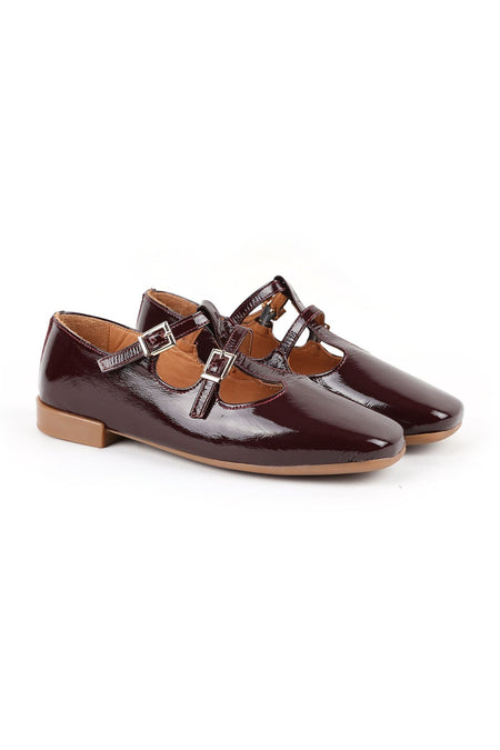 Women's Babet Shiny Patent Leather Double Buckle Mary Jane Stylish Comfortable Tpu Sole L081.25501 - MALLTURK