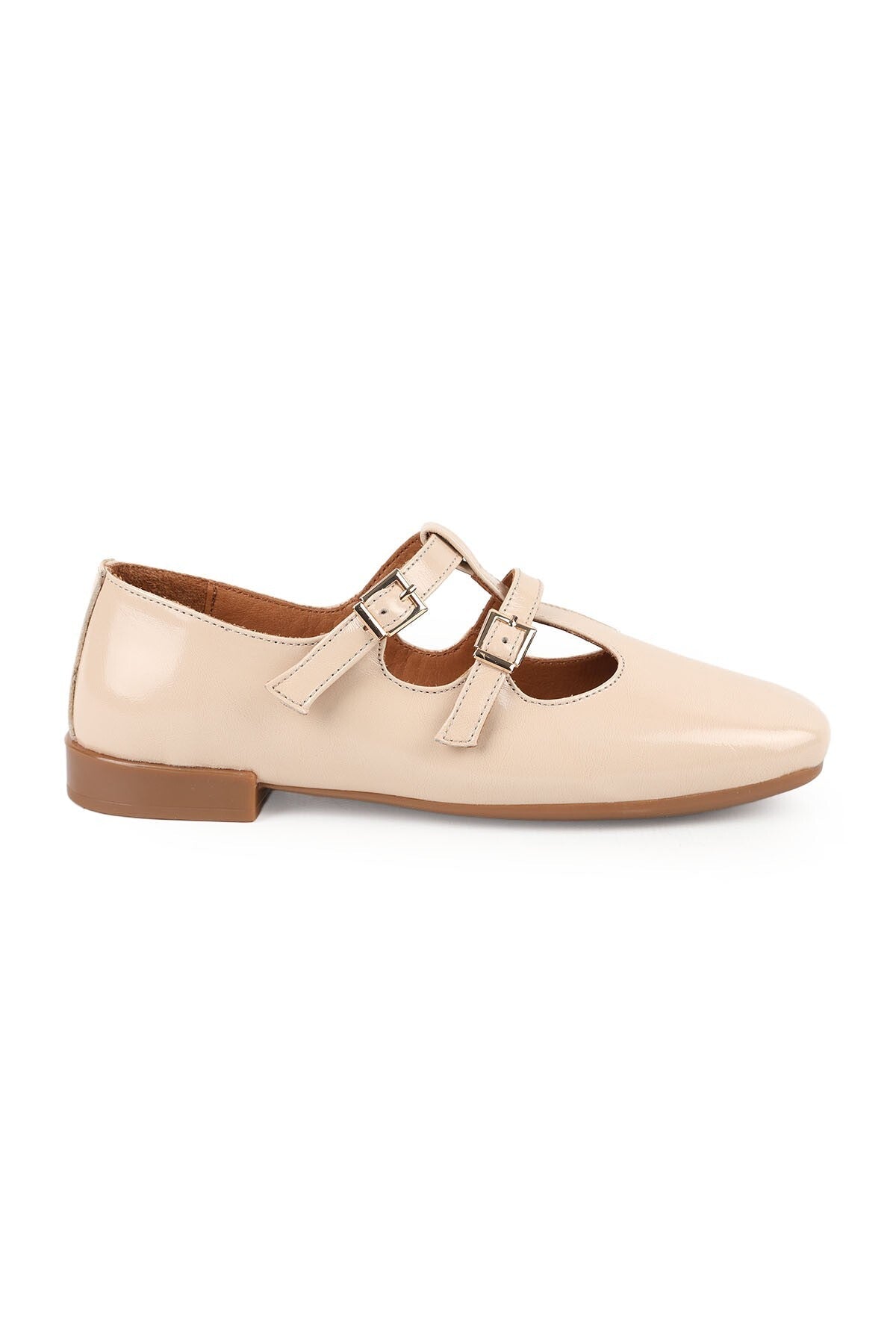 Women's Babet Shiny Patent Leather Double Buckle Mary Jane Stylish Comfortable Tpu Sole L081.25501 - MALLTURK
