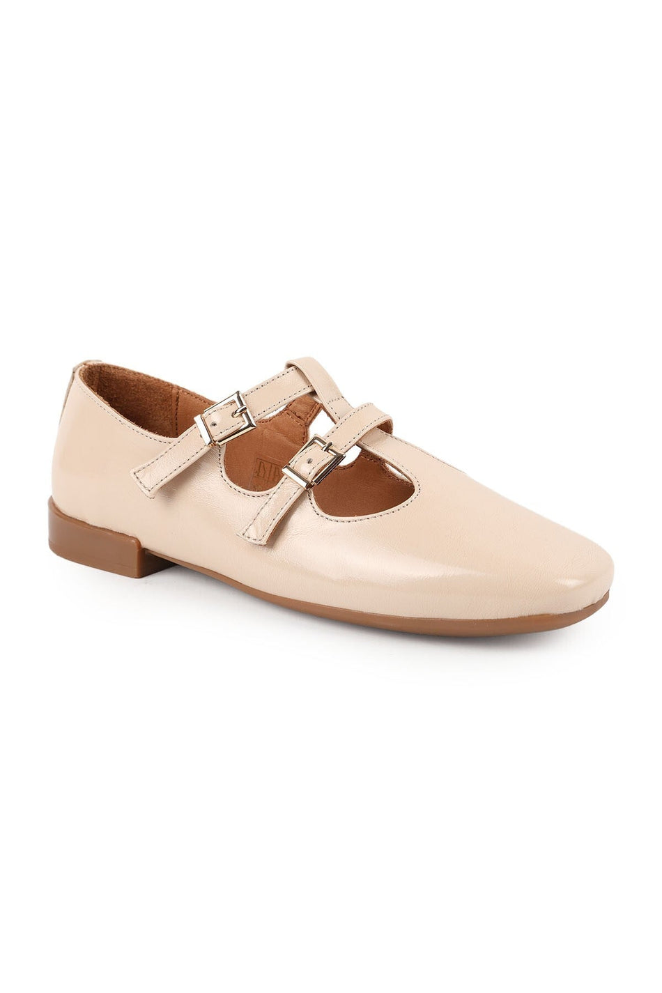 Women's Babet Shiny Patent Leather Double Buckle Mary Jane Stylish Comfortable Tpu Sole L081.25501 - MALLTURK