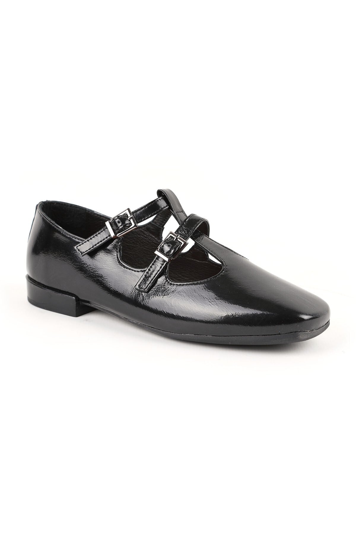 Women's Babet Shiny Patent Leather Double Buckle Mary Jane Stylish Comfortable Tpu Sole L081.25501 - MALLTURK