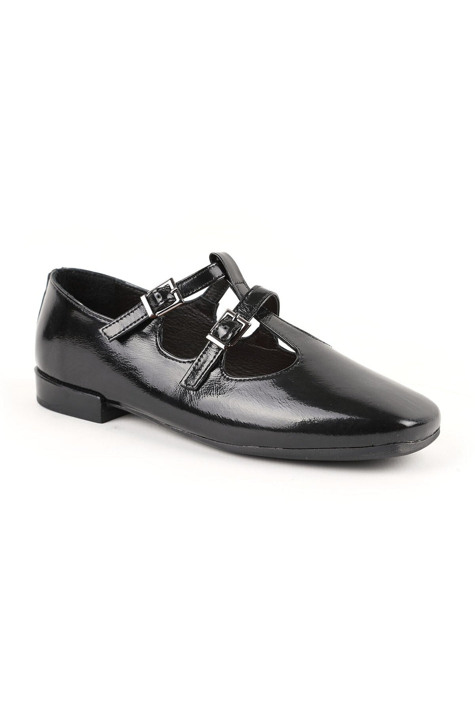 Women's Babet Shiny Patent Leather Double Buckle Mary Jane Stylish Comfortable Tpu Sole L081.25501 - MALLTURK