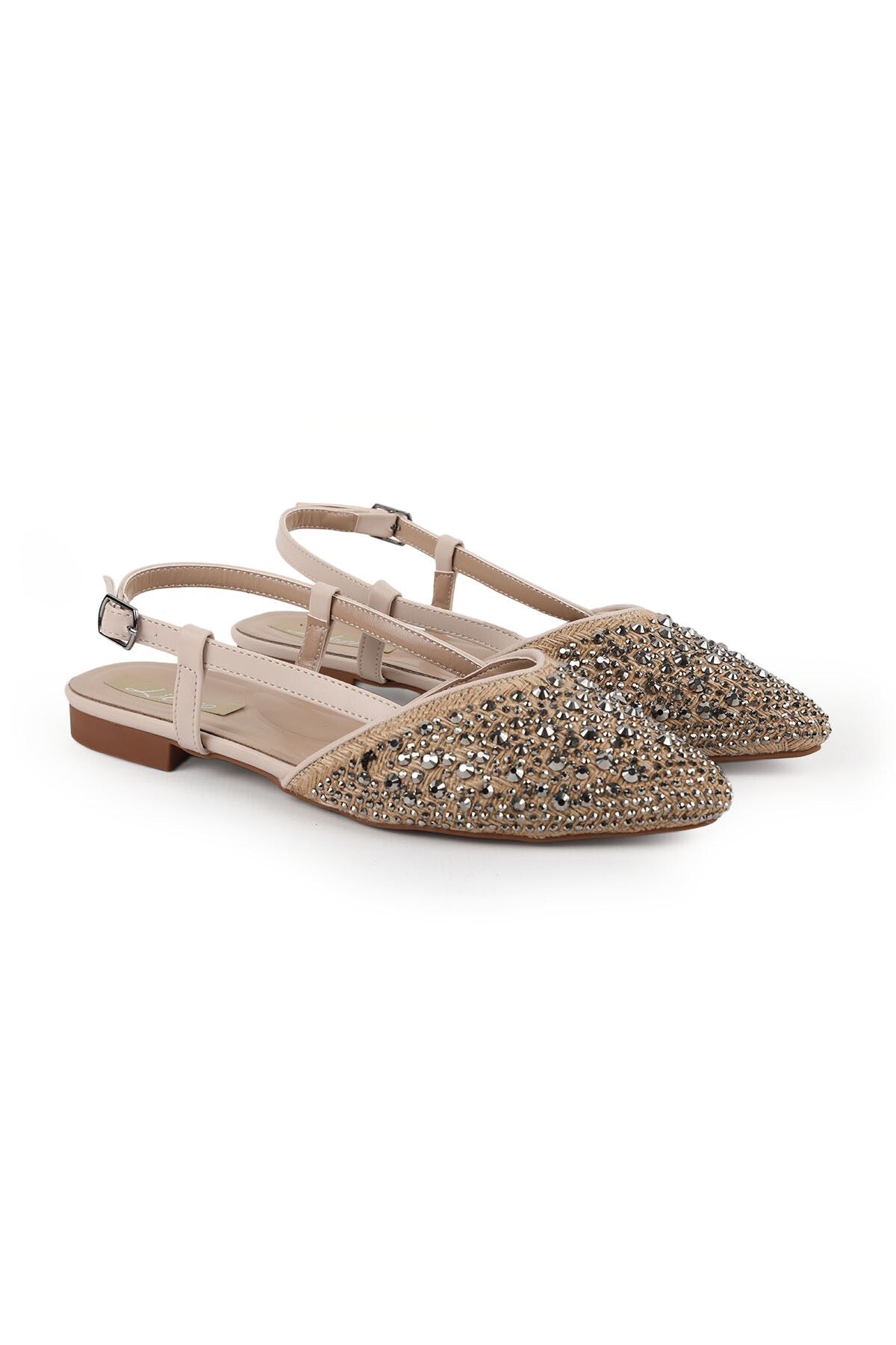 Women's Babet Stone Evening Dress Sling-Back Pointed Toe Linen L085.K618 - MALLTURK