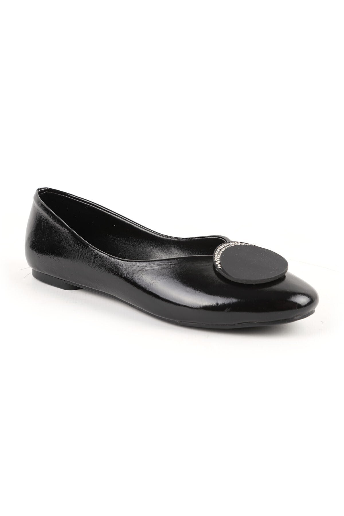 Women's Babet Stone Round Buckle Slip-On Patent Leather Mother's Shoes L080.148 - MALLTURK