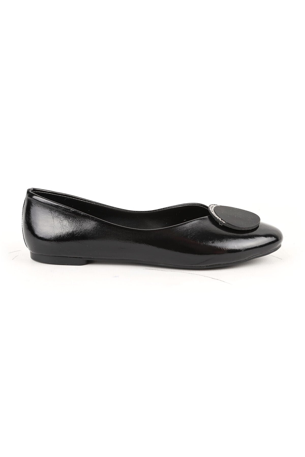Women's Babet Stone Round Buckle Slip-On Patent Leather Mother's Shoes L080.148 - MALLTURK