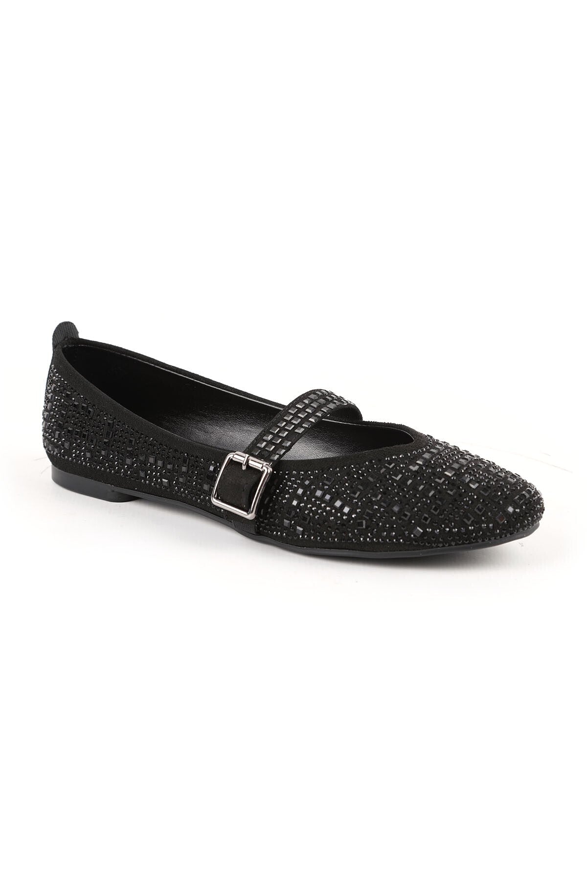 Women's Babet Stoned Sparkling Evening Dress with Mary Jane Buckle Strap Black L080.55 - MALLTURK