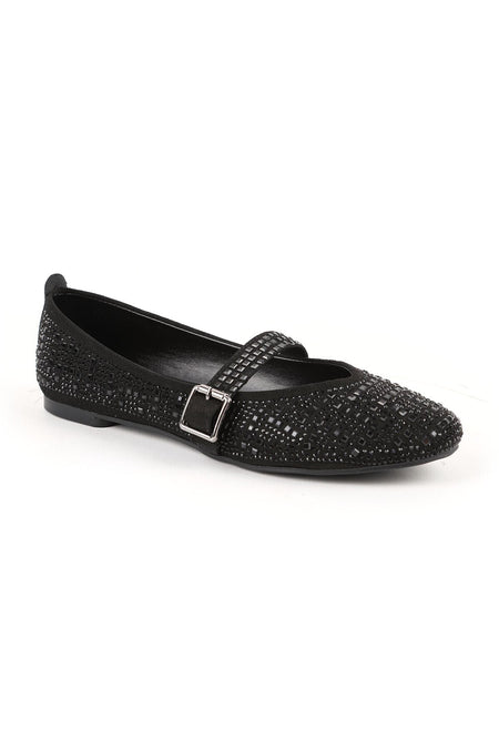 Women's Babet Stoned Sparkling Evening Dress with Mary Jane Buckle Strap Black L080.55 - MALLTURK