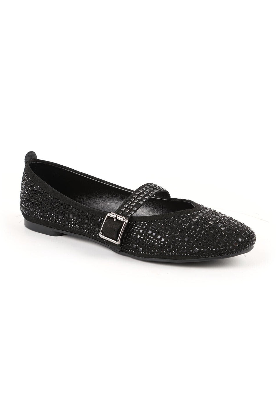 Women's Babet Stoned Sparkling Evening Dress with Mary Jane Buckle Strap Black L080.55 - MALLTURK