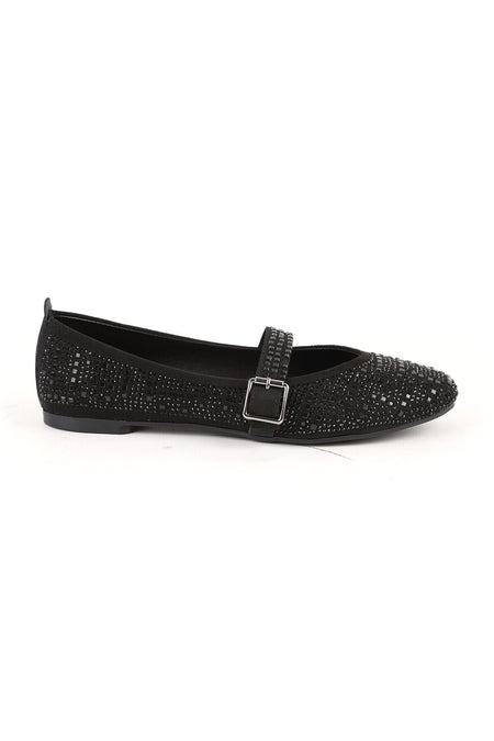 Women's Babet Stoned Sparkling Evening Dress with Mary Jane Buckle Strap Black L080.55 - MALLTURK