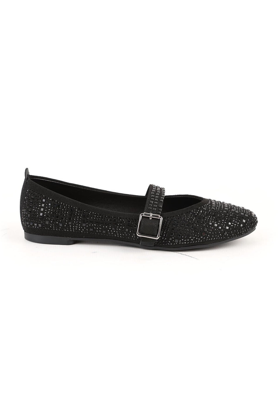 Women's Babet Stoned Sparkling Evening Dress with Mary Jane Buckle Strap Black L080.55 - MALLTURK