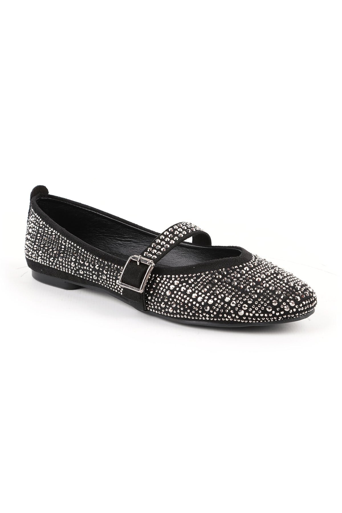 Women's Babet Stoned Sparkling Evening Dress with Mary Jane Buckle Strap Black L080.55 - MALLTURK