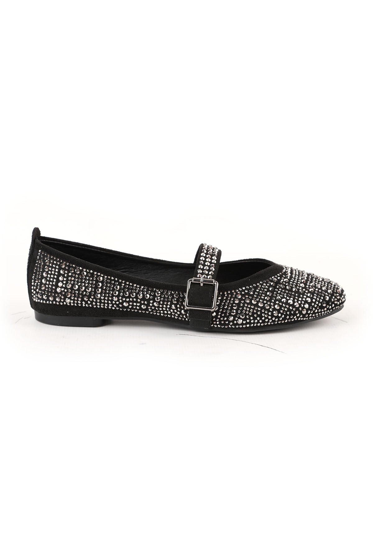 Women's Babet Stoned Sparkling Evening Dress with Mary Jane Buckle Strap Black L080.55 - MALLTURK