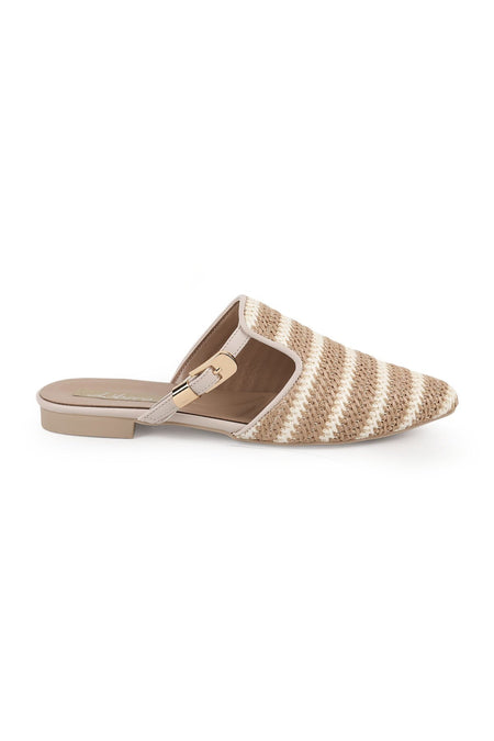 Women's Ballerina Flats Slip-On Pointed Toe Straw Knitted Buckle Casual L085.K606 - MALLTURK
