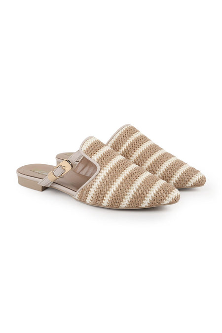 Women's Ballerina Flats Slip-On Pointed Toe Straw Knitted Buckle Casual L085.K606 - MALLTURK