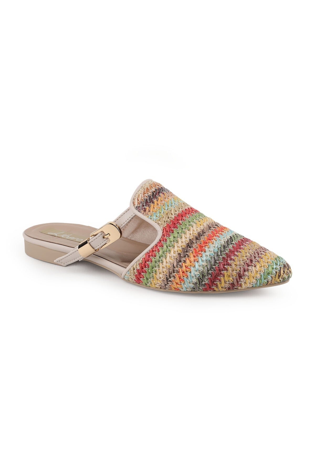 Women's Ballerina Flats Slip-On Pointed Toe Straw Knitted Buckle Casual L085.K606 - MALLTURK