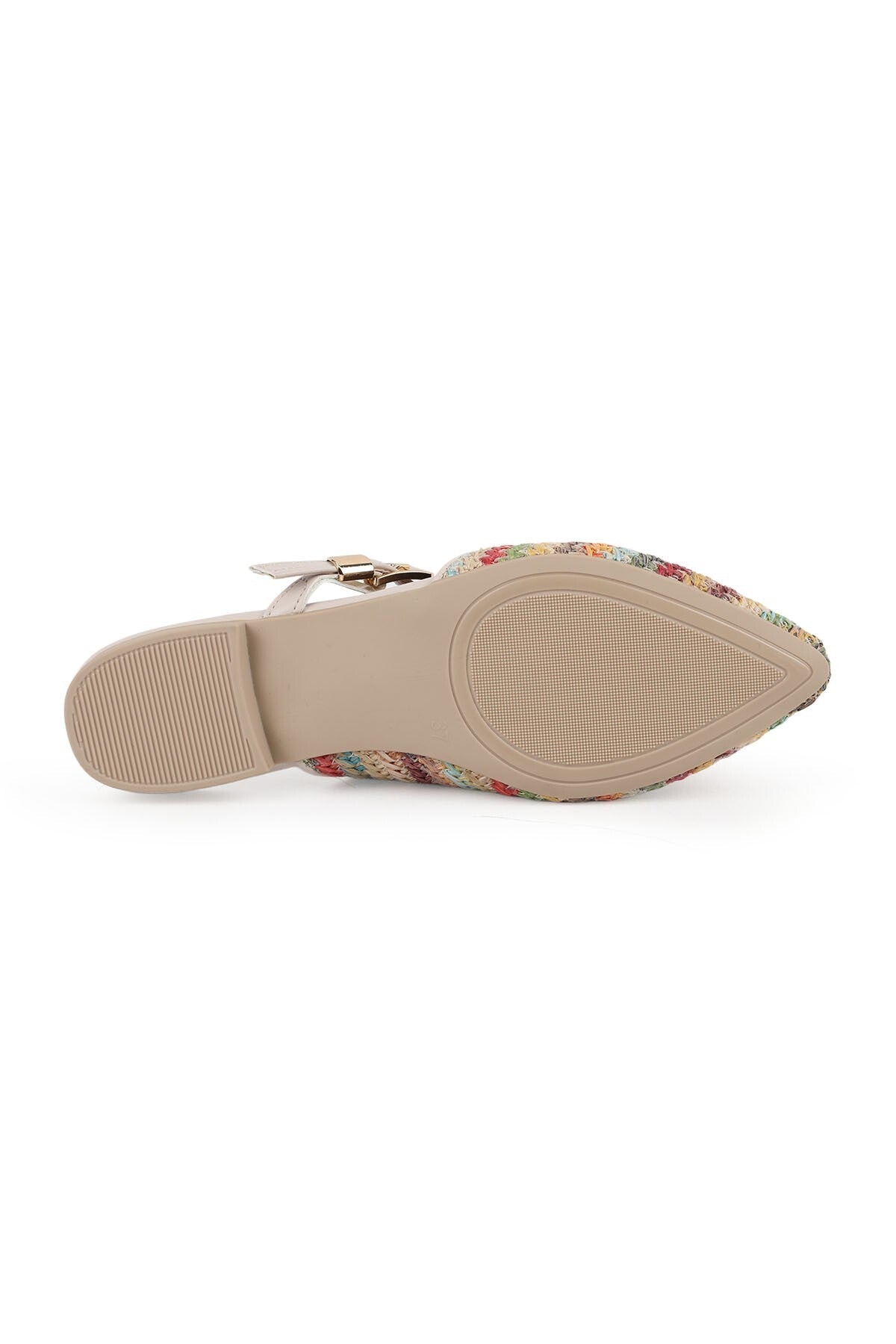 Women's Ballerina Flats Slip-On Pointed Toe Straw Knitted Buckle Casual L085.K606 - MALLTURK