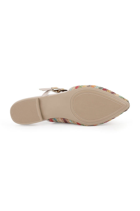 Women's Ballerina Flats Slip-On Pointed Toe Straw Knitted Buckle Casual L085.K606 - MALLTURK