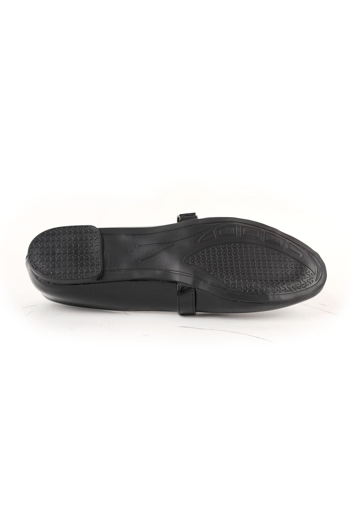 Women's Ballerina Flats with Metal Accessories, Mary Jane Buckle Strap, Shiny Brown L080.103 - MALLTURK