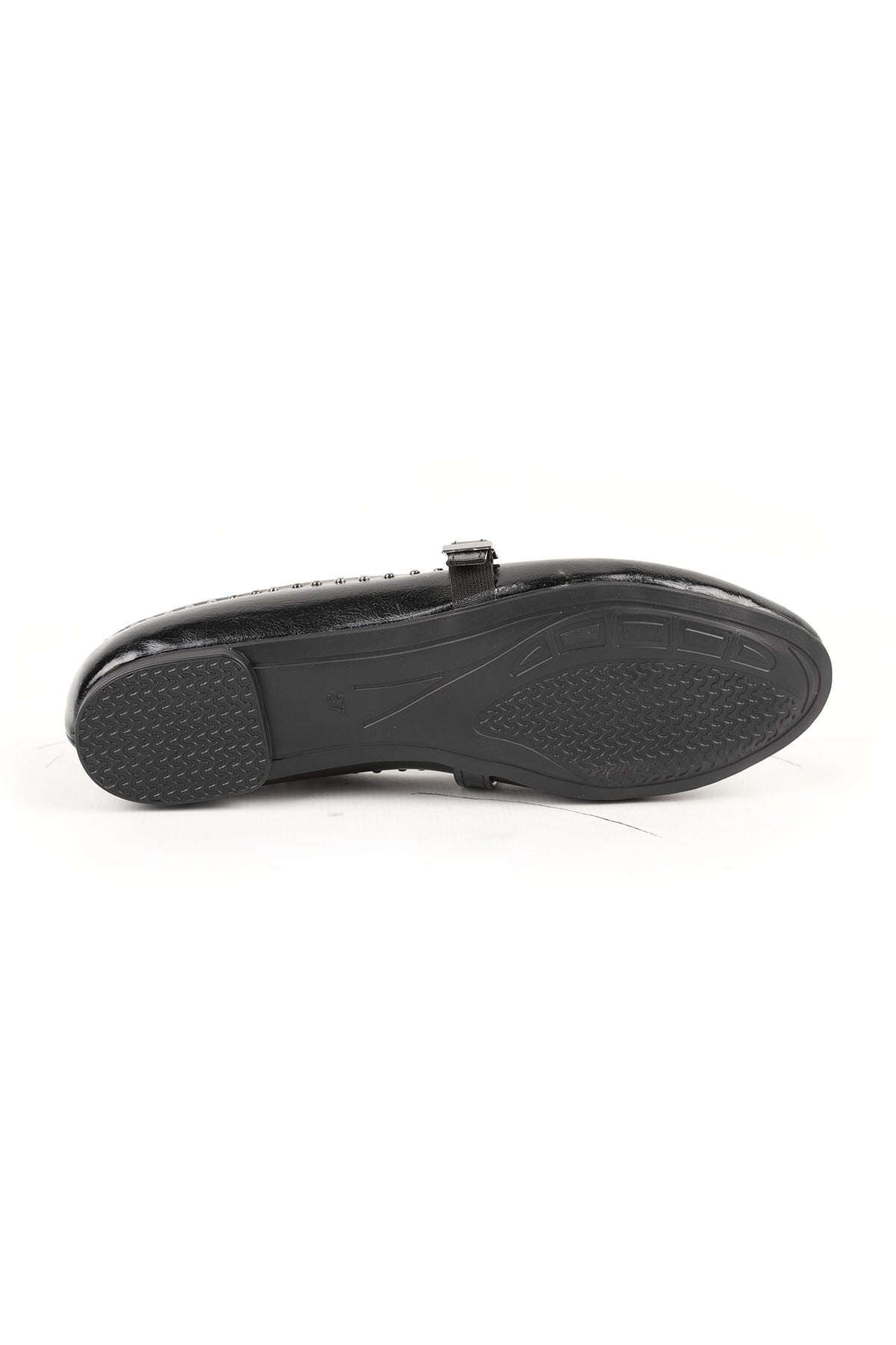 Women's Ballerina Flats with Metal Studs, Striped Mary Jane Buckle Strap, Shiny L080.105 - MALLTURK