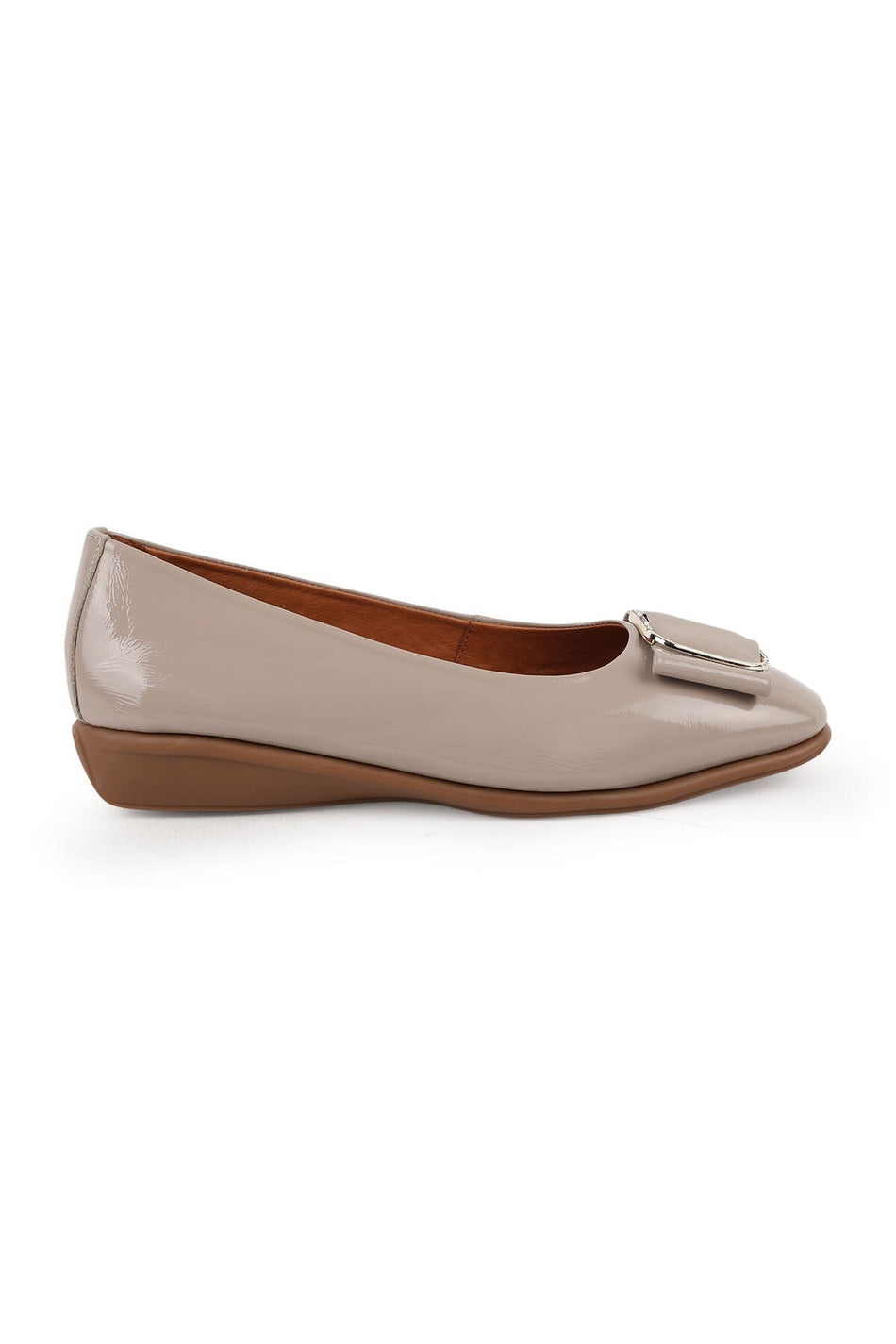 Women's Ballerina Mother Shoes Shiny Patent Leather Buckle Slip-On L031.25142221 - MALLTURK