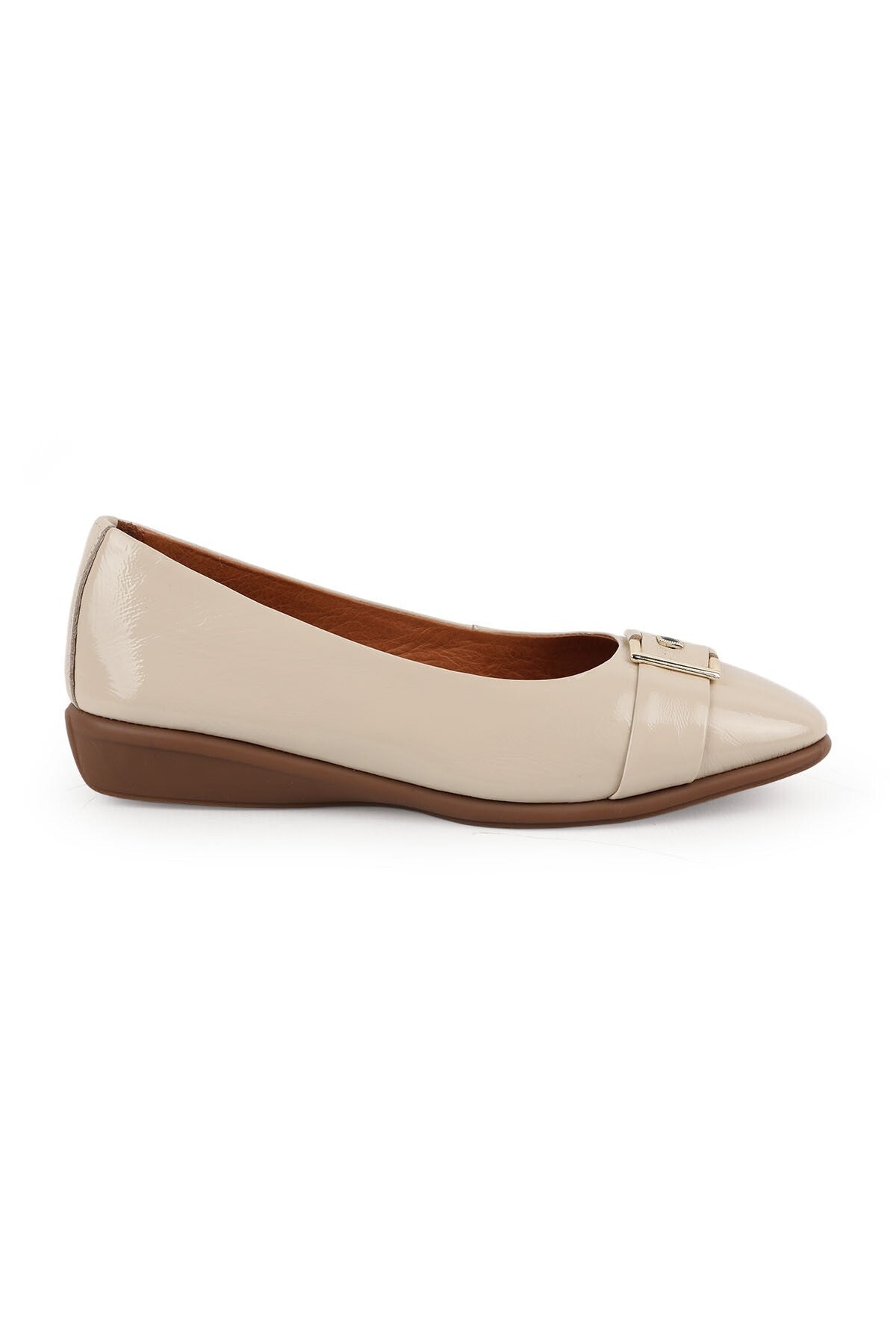 Women's Ballerina Mother Shoes Shiny Patent Leather Buckle Slip-On L031.26142233 - MALLTURK