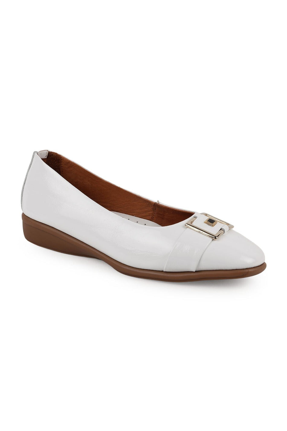 Women's Ballerina Mother Shoes Shiny Patent Leather Buckle Slip-On L031.26142233 - MALLTURK