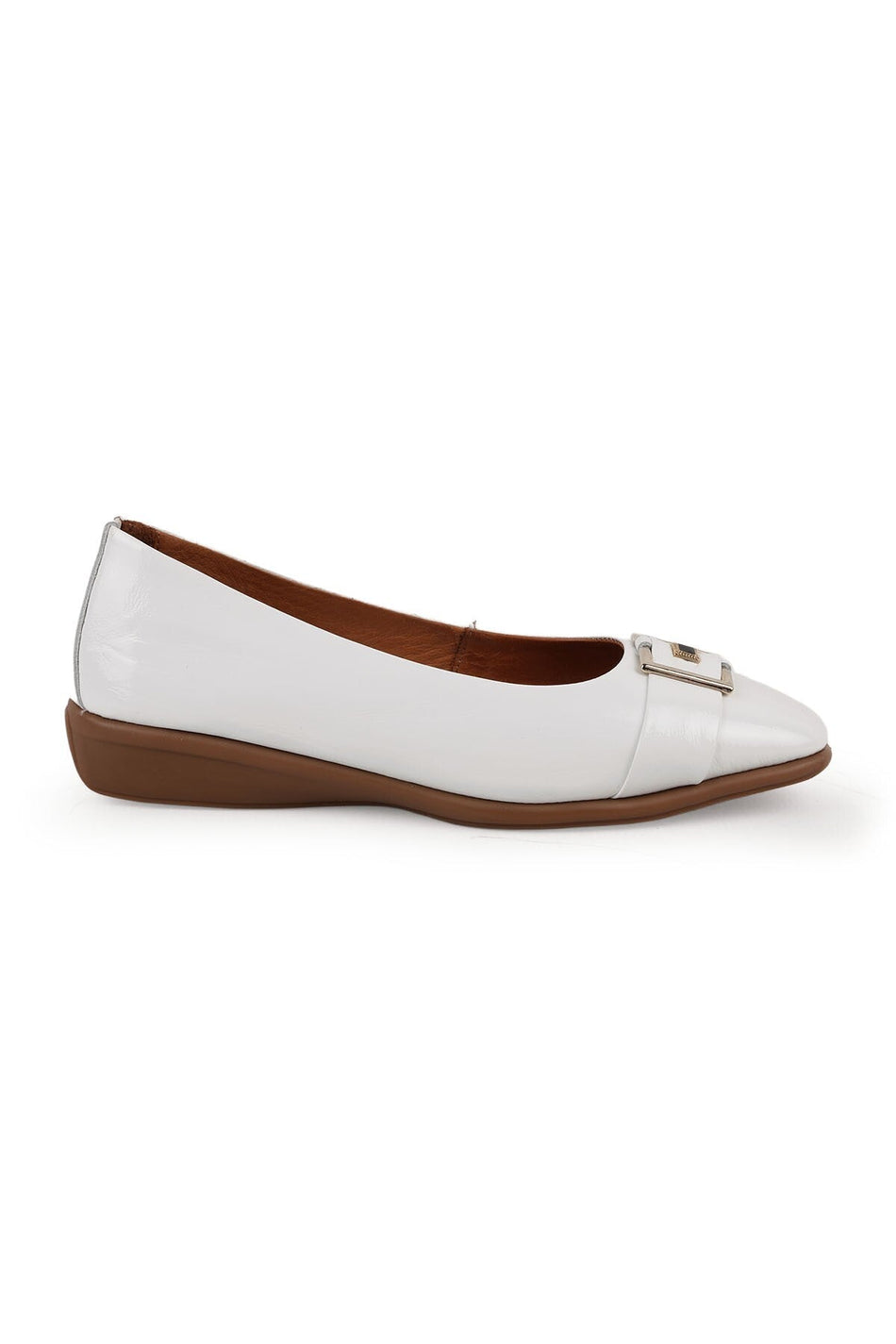 Women's Ballerina Mother Shoes Shiny Patent Leather Buckle Slip-On L031.26142233 - MALLTURK