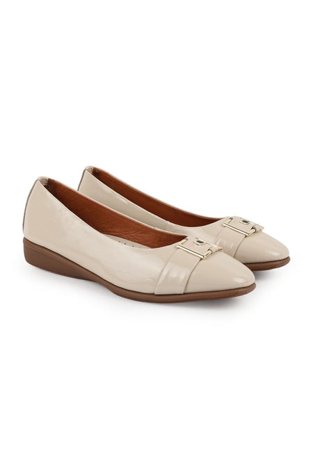 Women's Ballerina Mother Shoes Shiny Patent Leather Buckle Slip-On L031.26142233 - MALLTURK